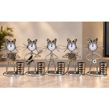 Metal Müzisyen Kedi Saatli Kalemlik ALK6229 Midastech