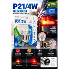 Duolight P21/4W 12V 21/4W Çift Devre Stop Park Ampulü BAZ15D Uzun Ömürlü Güçlü Işık 2 Adet