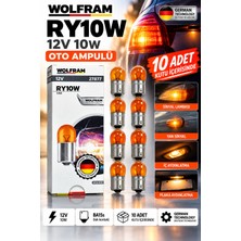 Wolfram RY10W 67 Tip Turuncu Sinyal Ampulü 12V 10W BA15S Alman Teknolojisi 10 Adet
