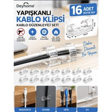 deyhome Şeffaf Yapışkanlı Kablo Klipsi, Kablo Düzenleyici Tutucu, Masa Duvar Kablo Sabitleyici  Ürün Açıklaması