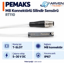 Pemaks RT110 M8 Konnektörlü Kablolu Silindir Sensörü