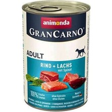 Bin1çeşit Grancarno Sığır Etli Ispanaklı ve Somonlu Yetişkin Köpek Konservesi 400 gr