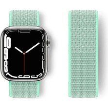 Apple Watch 42MM Hasırlı Cırtcırtlı Kordon - Turkuaz