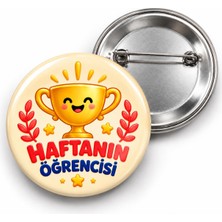 Beyaz Penguen Haftanın Öğrencisi - Krem Kupa - 58MM Rozet