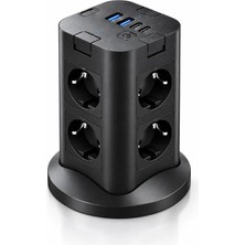 Deanb 8'li Soket Priz 2 USB 2 Type-C Pd 20W Akım Korumalı Anahtarlı Çoklayıcı Priz