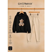 Overmax Teddy Bear Baskılı Çocuk Kapüşonlu Sweatshirt Eşofman Takımı 3-12 Yaş