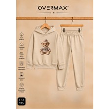 Overmax Teddy Bear Baskılı Çocuk Kapüşonlu Sweatshirt Eşofman Takımı 3-12 Yaş