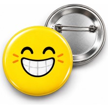 Beyaz Penguen Dişlerini Gösteren Smiley - 58MM Rozet