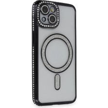 Apple iPhone 13 Kılıf Joke Simli Magneticsafe Kılıf - Siyah