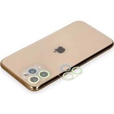 Apple iPhone 11 Pro Renkli Kamera Lens Koruma Cam - Yeşil-Sarı