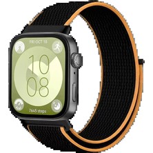 Huawei Fit 4 Hasırlı Cırtcırtlı Kordon - Siyah-Turuncu