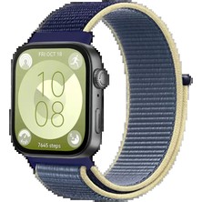 Huawei Fit 4 Hasırlı Cırtcırtlı Kordon - Sarı-Lacivert
