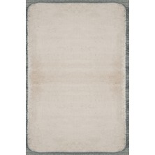 Bespoky Sandra Düz Bej Polyester Oval Modern Desenli Akrilik Hav Vermeyen Leke Tutmayan Kolay Temizlenen Yumuşak Makine Salon Yolluk Mutfak Halı