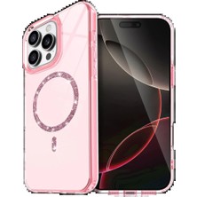 Apple iPhone 14 Pro Max Live Diamond Magsafe Kapak - Pembe