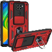 Xiaomi Redmi Note 9 4g Kılıf Pars Lens Yüzüklü Silikon - Kırmızı