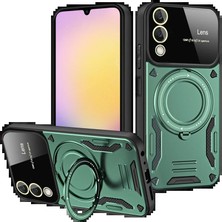 Samsung Galaxy S25 Edge Kılıf Joy Lens Standlı Kapak - Koyu Yeşil