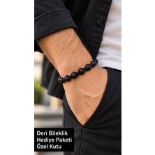 Herşey Nota Barenza Luceris Siyah Boncuklu Erkek Bileklik - Minimal Doğal Taş Stil