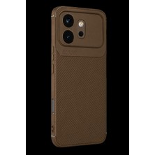 Huawei Honor 600 Auto Focus Karbon Kapak - Kahverengi
