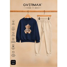 Overmax Teddy Bear Baskılı Çocuk Kapüşonsuz Sweatshirt Eşofman Takımı 3-12 Yaş