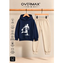 Overmax Top Süren Adam Baskılı Kapüşonlu Sweatshirt Eşofman Takımı- 3-12 Yaş