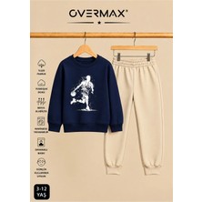 Overmax Top Süren Adam Baskılı Kapüşonsuz Sweatshirt Eşofman Takımı- 3-12 Yaş