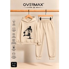 Overmax Top Süren Adam Baskılı Kapüşonlu Sweatshirt Eşofman Takımı- 3-12 Yaş