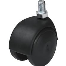 Vionna Hts 402 Mobilya Tekerleği 49 mm - 3/8 Vidalı Civatalı Döner Sehpa Tekeri, Pp Malzeme Çift Tekerlek Iç Mekan Uygun, Taşımalı Ofis ve Ev Mobilyası Tekeri - 4 Adet