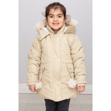 Mika Kids Bej Renkli Ponponlu Kız Çocuk Montu