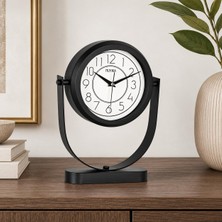 Siyah Masa Saati Metal Muyika Modern Ofis Aksesuarı Minimalist Sessiz Akar Dekoratif Sehpa Konsol Saat-Energico Siyah