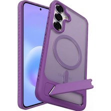 [frost-Stand] Samsung Galaxy A57 Için Kılıf Yatay Stantlı Güçlü Manyetik [magsafe ile Uyumlu] A57 Koruyucu Pc+Tpu Hibrit Tasarım Arkası Sert ve Yarı Saydam Samsung Galaxy A57 Kılıf (Mor)