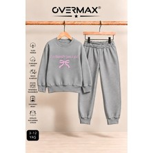 Overmax Kız Çocuk Just A Girl Baskılı Kapüşonsuz Eşofman Takımı- 3-12 Yaş