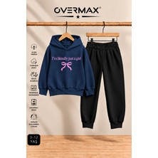 Overmax Kız Çocuk Just A Girl Baskılı Kapüşonlu Eşofman Takımı- 3-12 Yaş