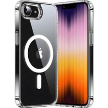 iPhone 16E/17E Uyumlu Kamera Korumalı Magsafe Wireless Şarj Özellikli Airbag Tasarımlı Şeffaf Silikon Kılıf