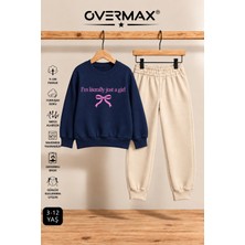 Overmax Kız Çocuk Just A Girl Baskılı Kapüşonsuz Eşofman Takımı- 3-12 Yaş