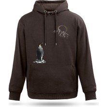 Tarrzzcom Nihilist Penguen Baskılı Felsefi ve Minimalist Tasarım Kapüşonlu Sweatshirt