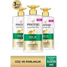 Pantene Pro-V Güç ve Parlaklık, Elektriklenen Cansız Saçlar Için Saç Bakım Kremi 500ML Pompalı Şişe X3ADET