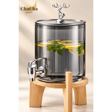 ChaCha Home Musluklu İçecek Sebili 2,5 L Ahşap Standlı Geyik Figürlü Su Limonata Dispenseri