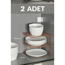 Edora Home 2'li Mat Rose 3 Katlı Dolap Içi Tabaklık Bardaklık Mutfak Düzenleyici Raf Paslanmaz Metal, Çok Al Az Öde