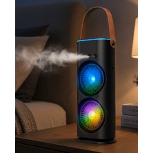 Str Store USB Şarjlı Çift Başlıklı Buharlı Masaüstü Fan Sessiz Serinletici Işıklı Fan