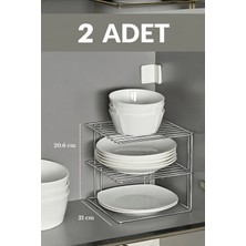 Edora Home 2'li Parlak Silver 3 Katlı Dolap Içi Tabaklık Bardaklık Mutfak Düzenleyici Raf Paslanmaz Metal, Çok Al Az Öde