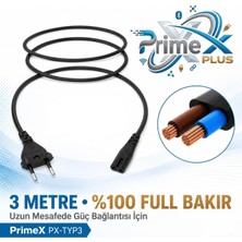 Str Store Primex Px-Typ3 3 Metre Teyip Power Kablo, Teyip Kablo 3 Metre, 3 Metre Tv Power Kablo, 3 Metre Ikili Power Kablo