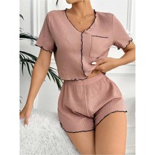 Neew Store Neewstore Gül Kurusu Pamuklu Özel Örme Kumaş Pijama Takımı