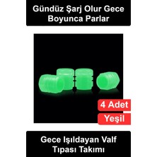 Wonara Fosforlu Sibop Kapağı 4'lü Set Karanlıkta Parlayan Yeşil Neon Jant Tekerlek Lastik Supap Başlığı Otomobil Motosiklet Bisiklet Moped Minibüs Evrensel Uyumlu Abs Plastik Toz Su Geçirmez Araç Aksesuarı