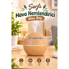 Humidifier Şarjlı LED Işıklı Ultrasonik Hava Nemlendirici Buhurdanlık Ev ve Araç Için USB Port Ceviz Renk Mini Boy Aromaterapi Difüzör