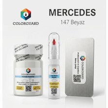 COLORGUARD Mercedes-Benz 147 Beyaz Rötuş Seti - 2 si 1 Arada İğne ve Fırça Uçlu Şişe, Rötuş Pastası ve Rötuş Çeliği