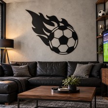 Ala Design Alevli Futbol Topu Temalı Ahşap Duvar Tablosu