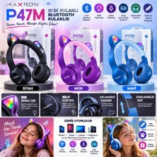Bold 🎧 Maxron P47M Kedi Kulaklı Bluetooth Kulaklık – Rgb Renkli Işık, Katlanabilir Tasarım
