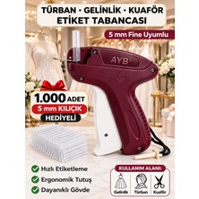 Ayb Tekstil Aksesuar Türban gelinlik kuaför tasarım 5 mm Ince Kılçık Tabanca Seti / 1000 Adet Kılçık Hediyeli + Kılçık Iğnesi