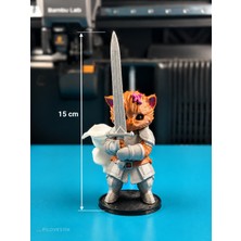 Pilovestik Zırhlı Kedi Figürü - Kılıçlı Şövalye Kedi 3D Baskı