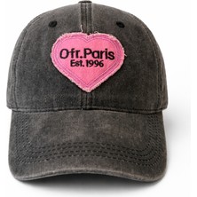 Feemels Ofr. Paris Yazılı Eskitme Nakışlı Vintage Görünümlü Kot Şapka - Unisex Günlük Baseball Cap